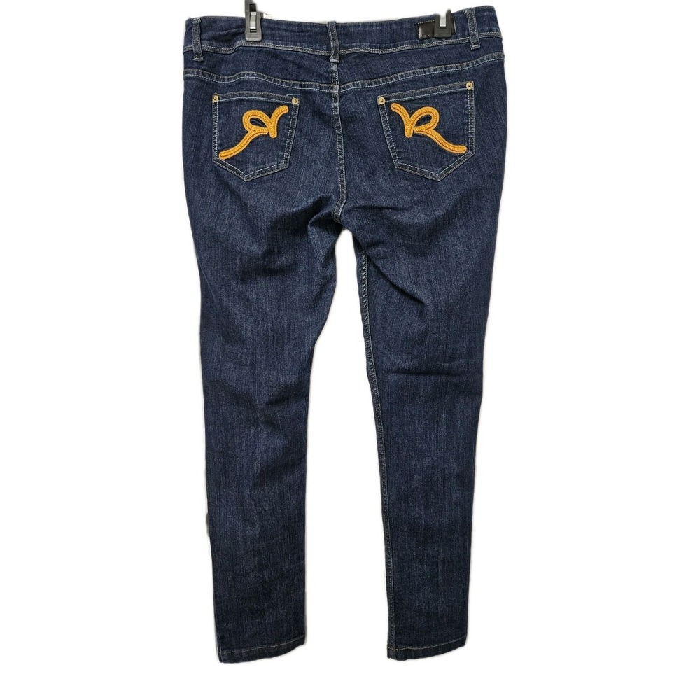 Rocawear Jeans‎ Women 16 Blue Hannah Skinny Leg Studded Dark Wash Embroidered - Picture 2 of 11